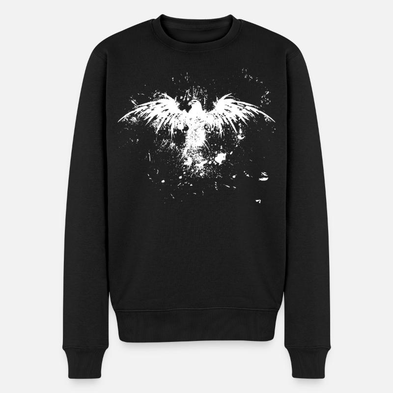 Grunge Eagle Rise - Männer Premium Bio Pullover - Schwarz