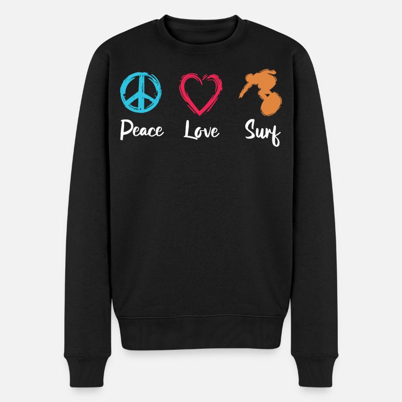 Peace Love Surf - Pull Premium bio Homme - noir