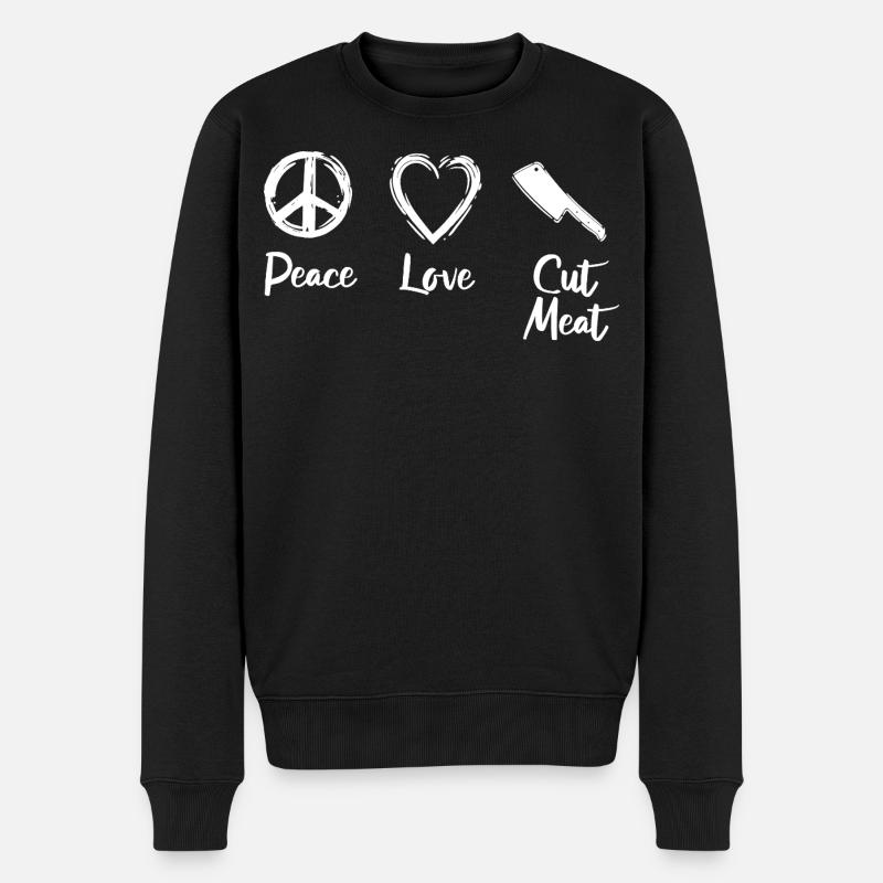Peace Love Viande coupée - Pull Premium bio Homme - noir