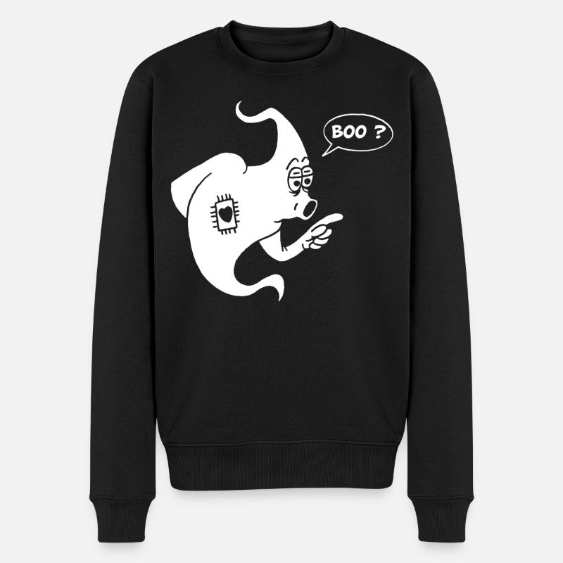Lustiger weißer Geist - Männer Premium Bio Pullover - Schwarz