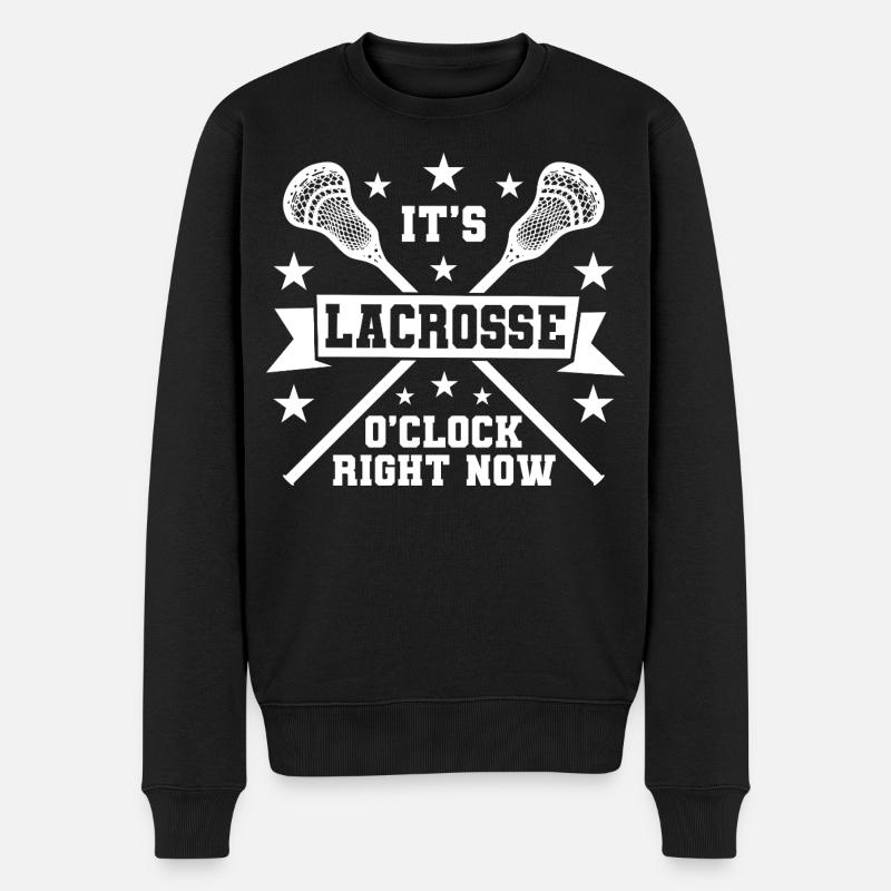Es ist Lacrosse Zeit - Männer Premium Bio Pullover - Schwarz