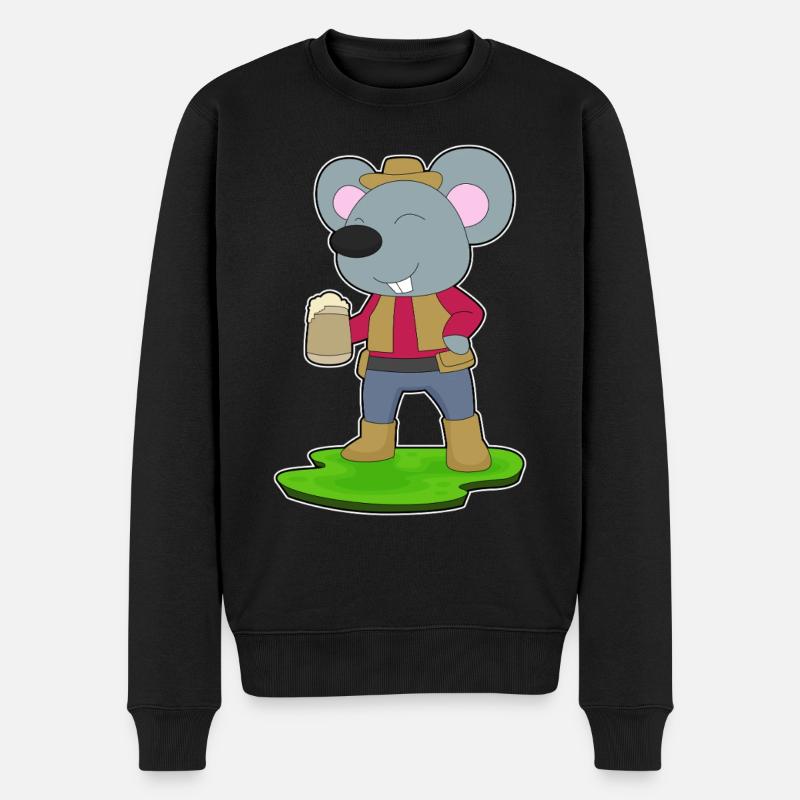 Maus Bier - Männer Premium Bio Pullover - Schwarz