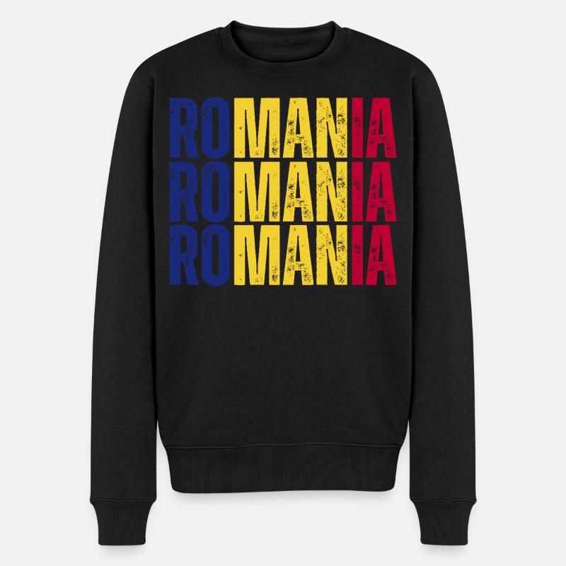 Drapeau roumain, j’adore la Roumanie - Pull Premium bio Homme - noir