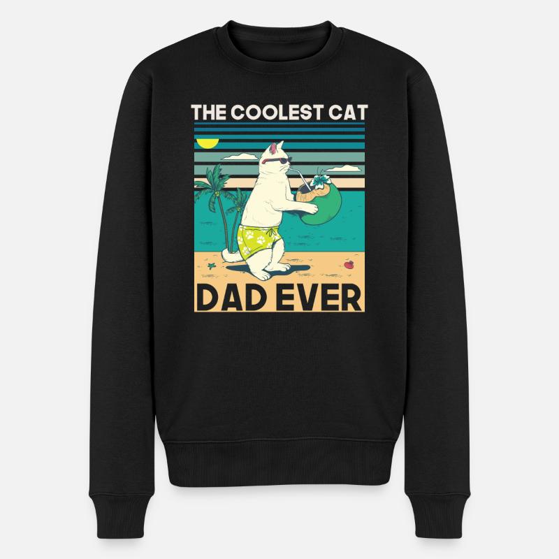 Cooles Katzen-Papa-Strand-Design - Männer Premium Bio Pullover - Schwarz