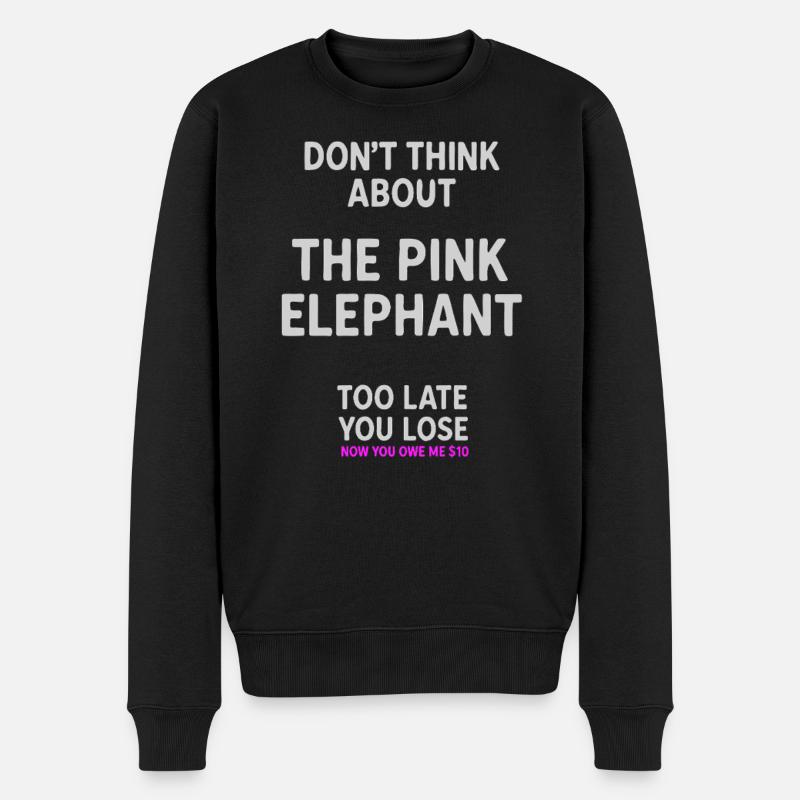 Citation drôle d’avertissement d’éléphant rose - Pull Premium bio Homme - noir