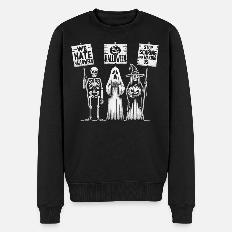 Halloween Protest Skelette Design - Männer Premium Bio Pullover - Schwarz