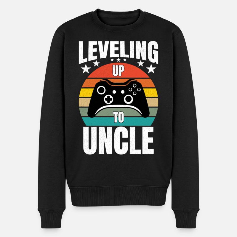 Leveling Up To uncle Gaming Gamer - Männer Premium Bio Pullover - Schwarz