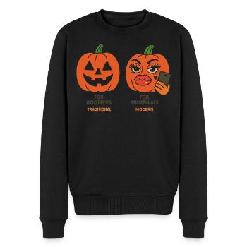 Expressive Halloween Pumpkin Designs - Men's Premium Organic Jumper - black - Front - Nico (187cm)