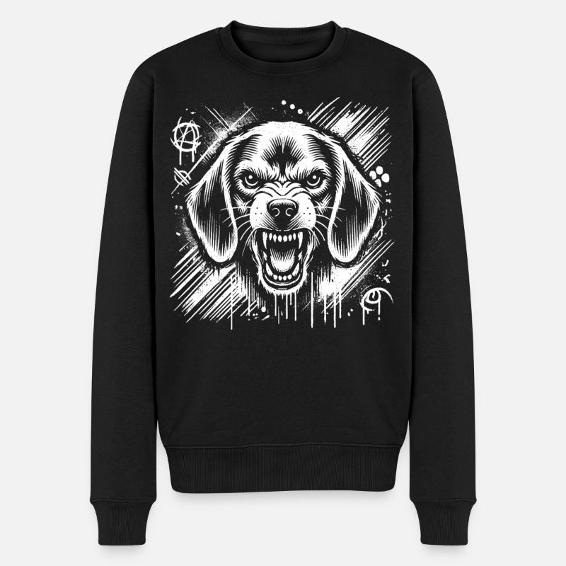 Aggressiver Beagle als im coolen Graffiti Stil - Männer Premium Bio Pullover - Schwarz