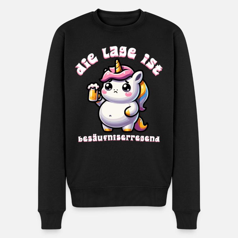 Süßes Einhorn Bier Feier - Männer Premium Bio Pullover - Schwarz