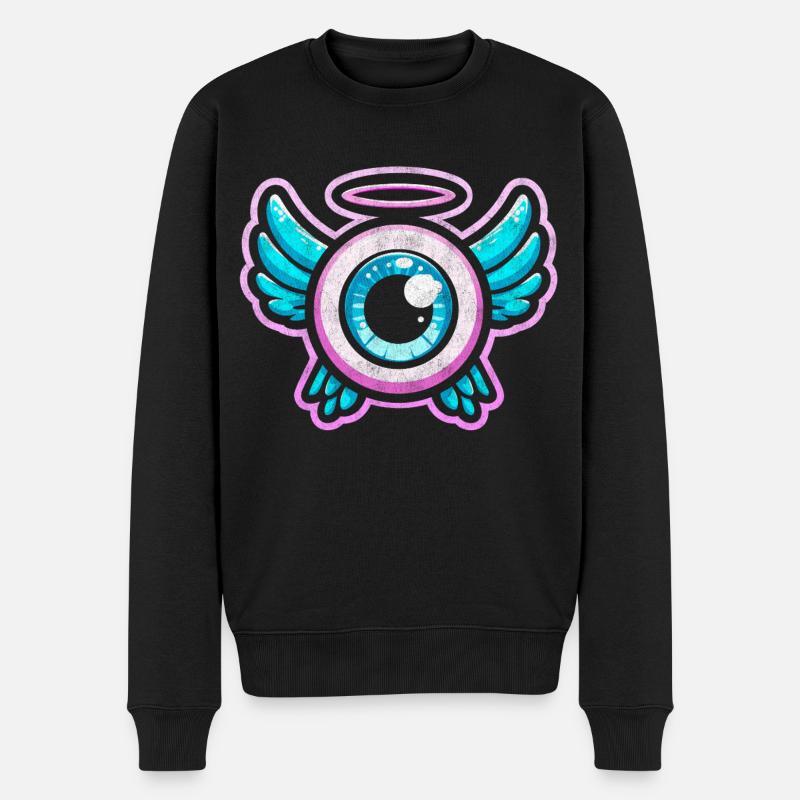 Œil fantaisiste avec conception d’ailes d’ange - Pull Premium bio Homme - noir