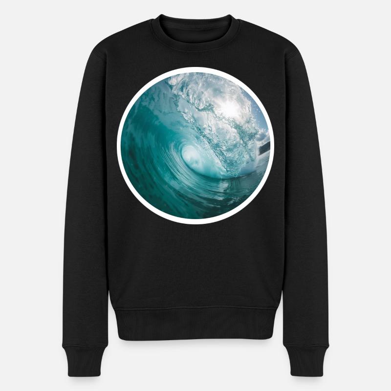 Wellenbewegung Meereskunst - Männer Premium Bio Pullover - Schwarz