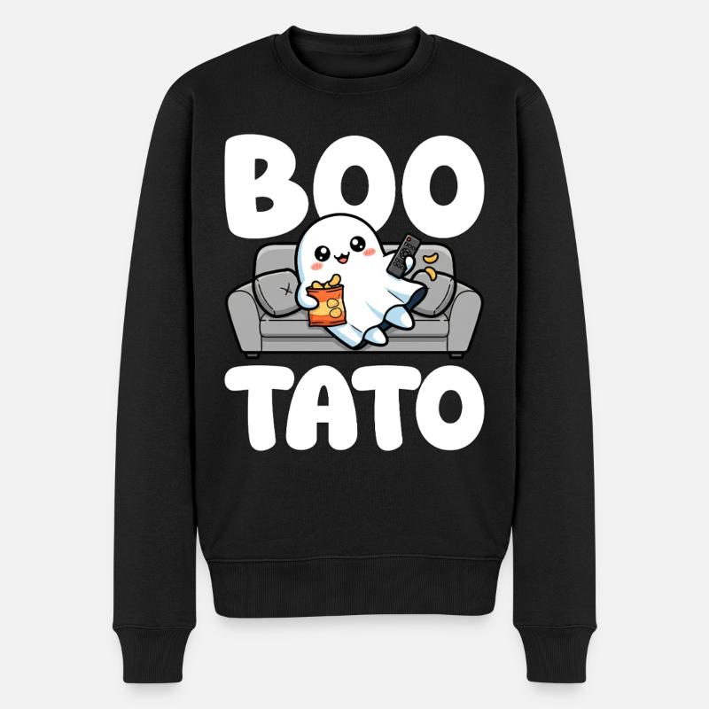BOO-TATO - GEIST HALLOWEEN - Männer Premium Bio Pullover - Schwarz