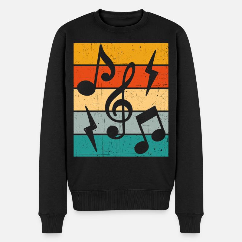 Notes de musique rétro - Pull Premium bio Homme - noir