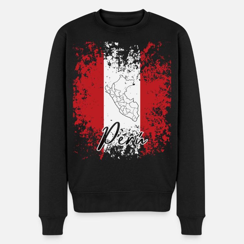 J'aime le Pérou, le drapeau péruvien - Pull Premium bio Homme - noir