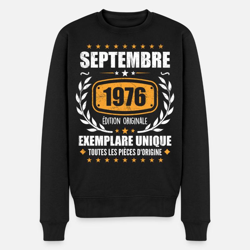Septembre 1976 Exemplaire Unique - Septembre 1976 - Pull Premium bio Homme - noir