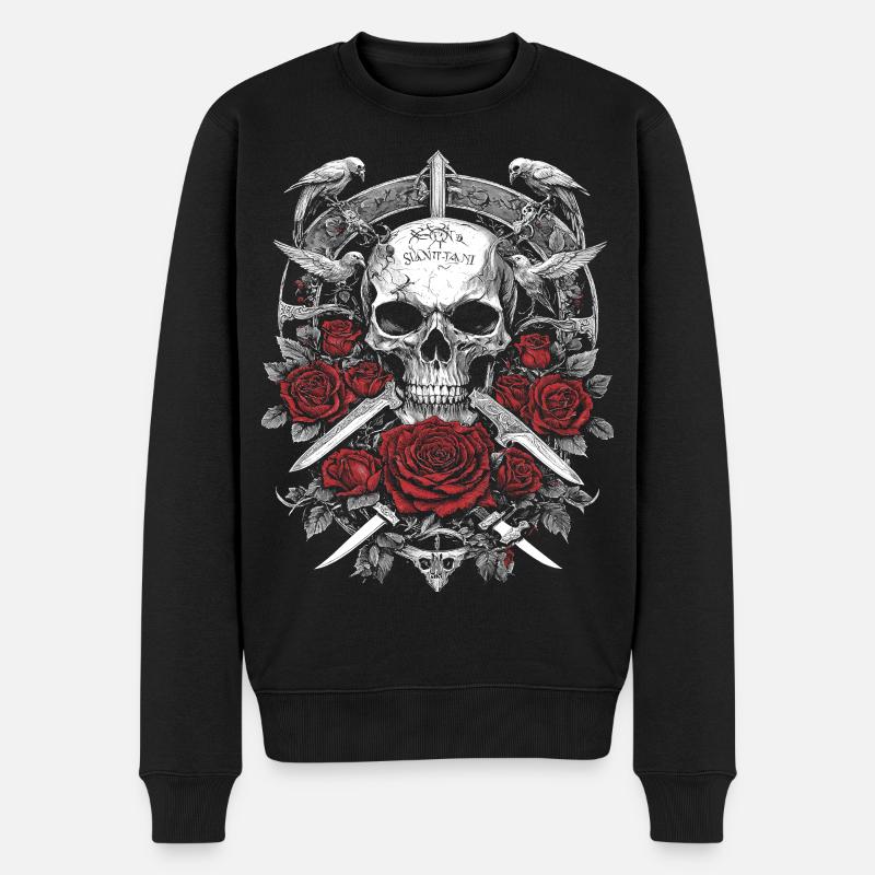 Totenkopf Totenkopf Pink Gothic Rock Metall - Männer Premium Bio Pullover - Schwarz
