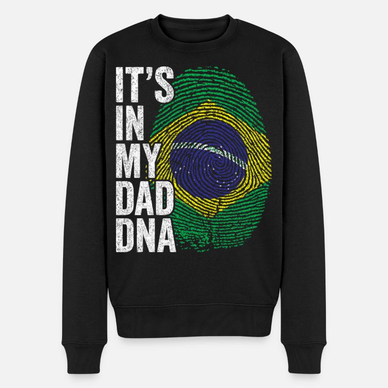 Drapeau Brésil Empreinte Papa Brésilien - Pull Premium bio Homme - noir