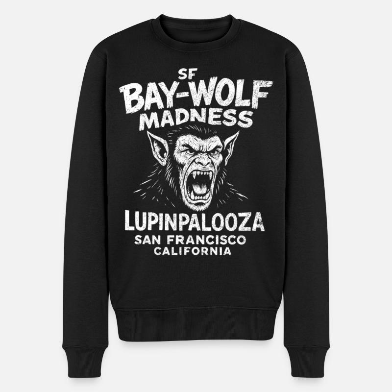 SF Bay Wolf Madness Werwolf - Männer Premium Bio Pullover - Schwarz
