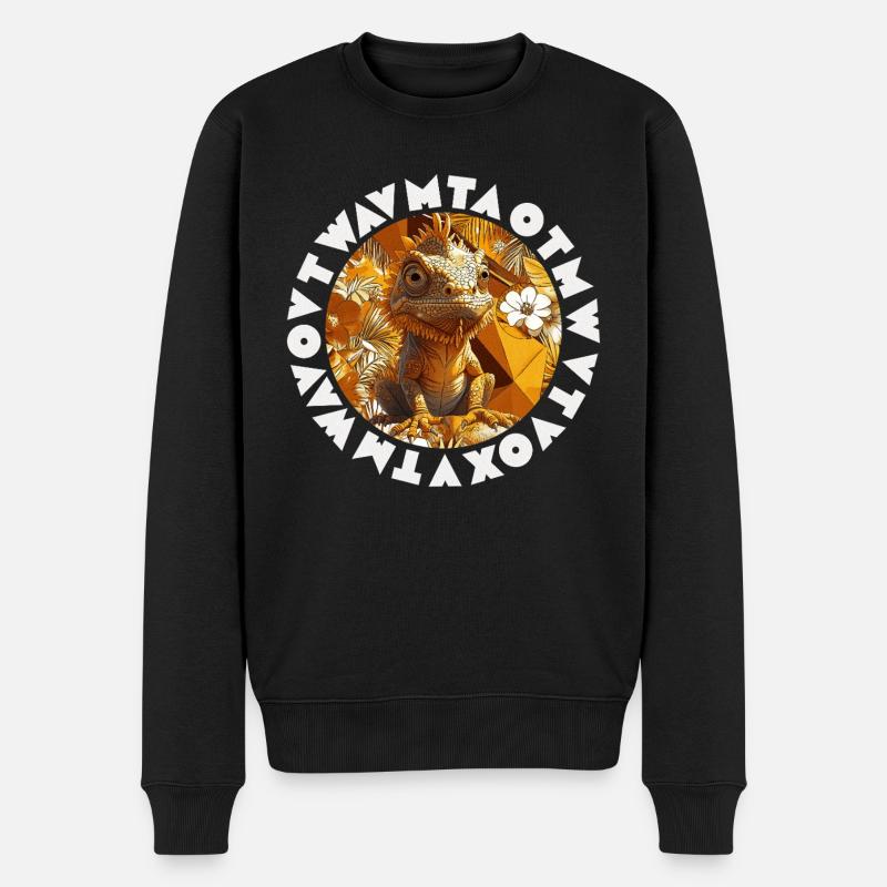 Caméléon Tropical Stylisé Exotique Graphique - Pull Premium bio Homme - noir