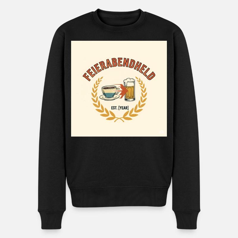 Feierabendheld Kaffeetasse & Bierglas Design - Männer Premium Bio Pullover - Schwarz