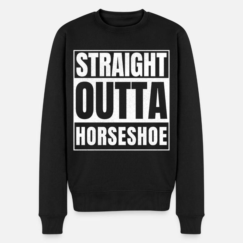 STRAIGHT OUTTA HORSESHOE - Männer Premium Bio Pullover - Schwarz