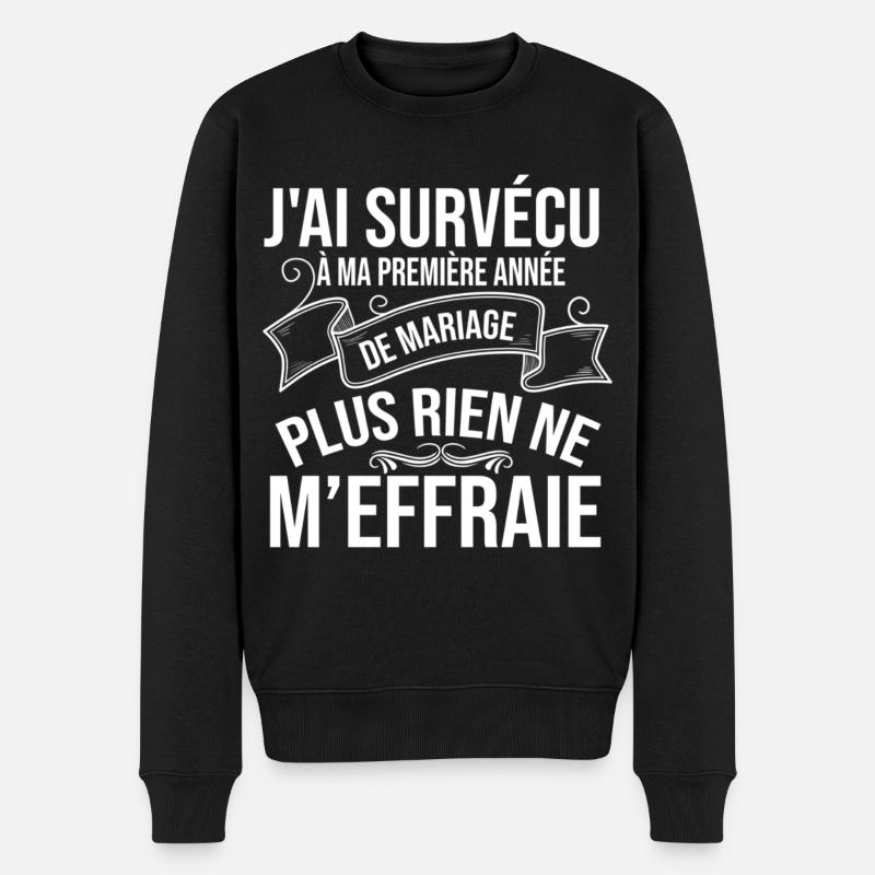 Humour Mariage Survie Orageux - Pull Premium bio Homme - noir