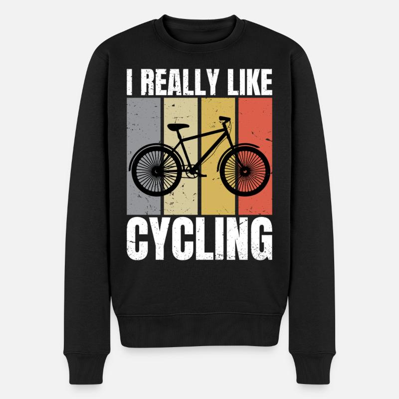 I Really Like Cycling Retro Loves Cycling Cyclist  - Männer Premium Bio Pullover - Schwarz