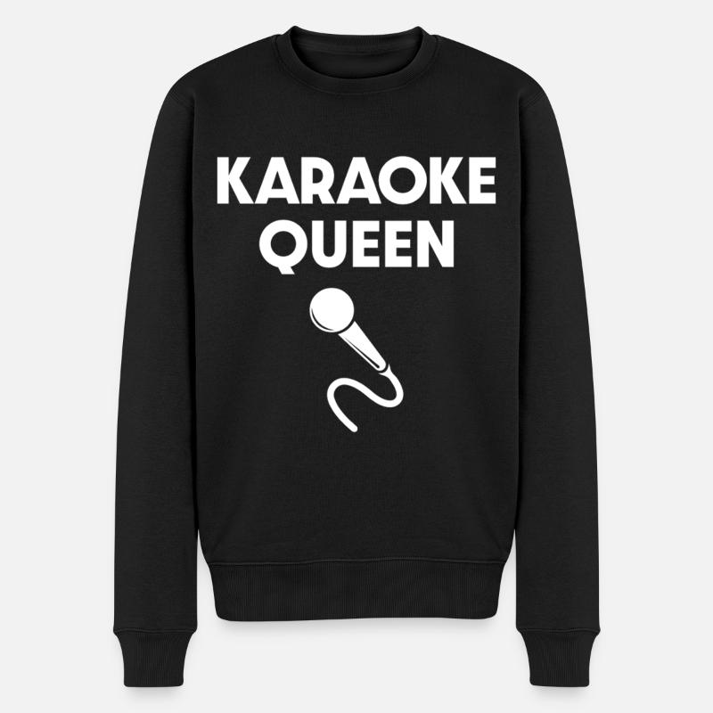 Karaoke-Queen-Mikrofon - Männer Premium Bio Pullover - Schwarz
