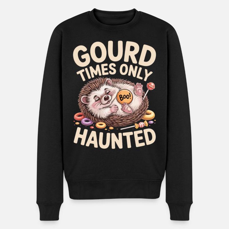Süßer Igel mit Halloween-Motiv - Männer Premium Bio Pullover - Schwarz
