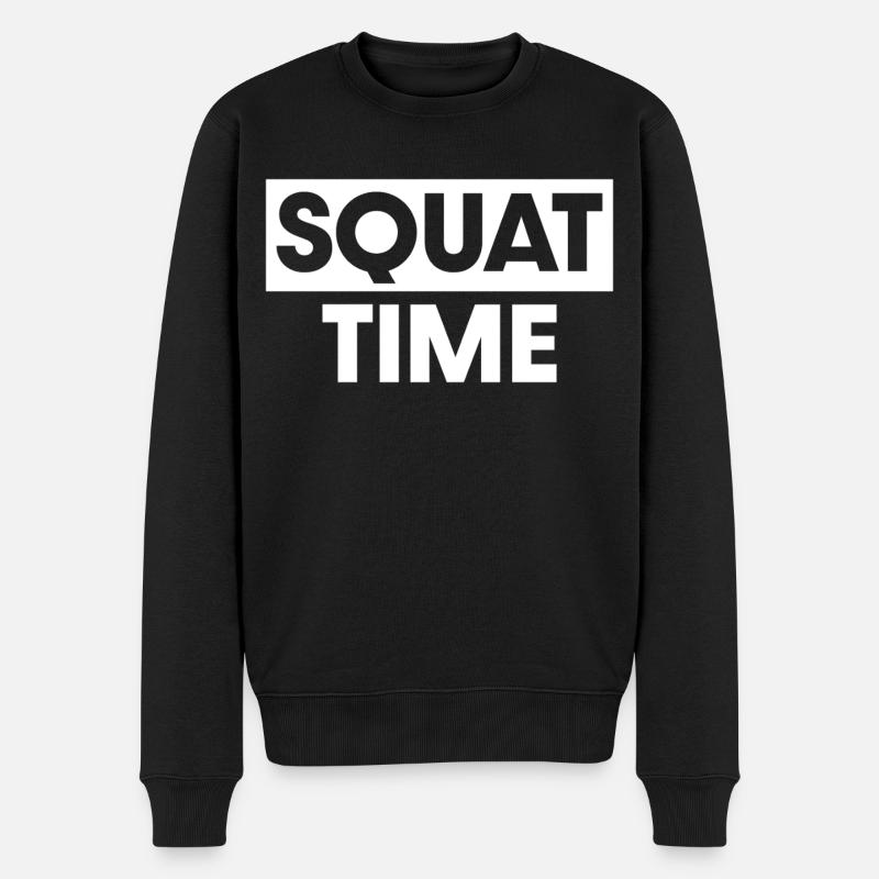 Kniebeugenzeit - Männer Premium Bio Pullover - Schwarz