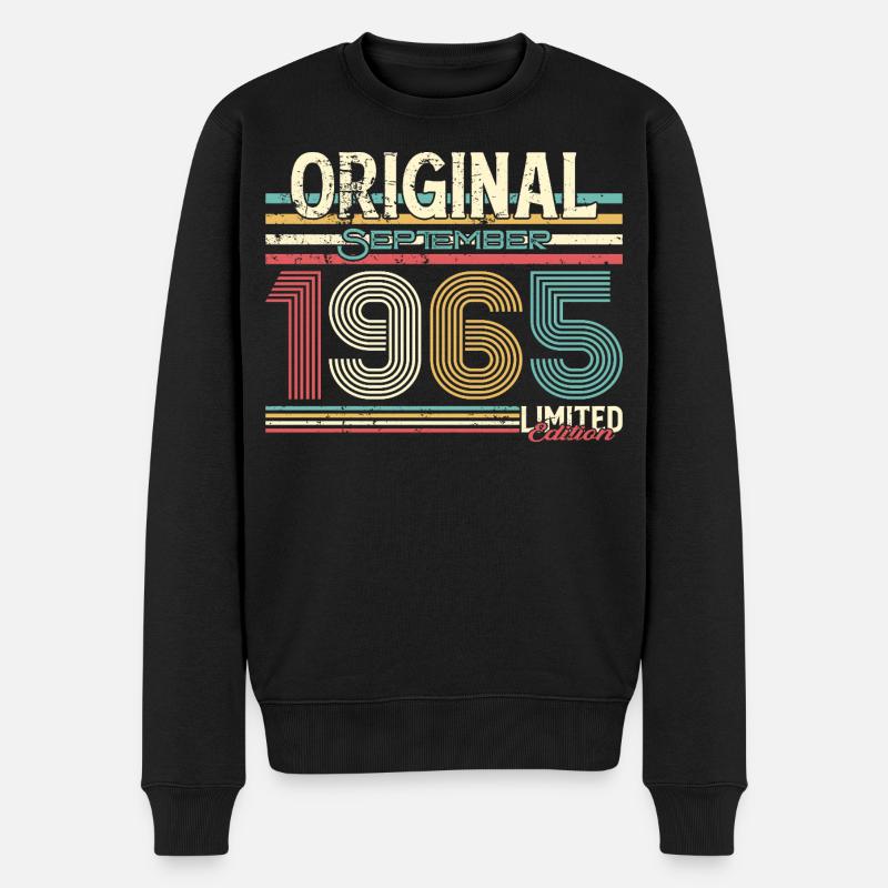 Retro September 1965 Design - Männer Premium Bio Pullover - Schwarz