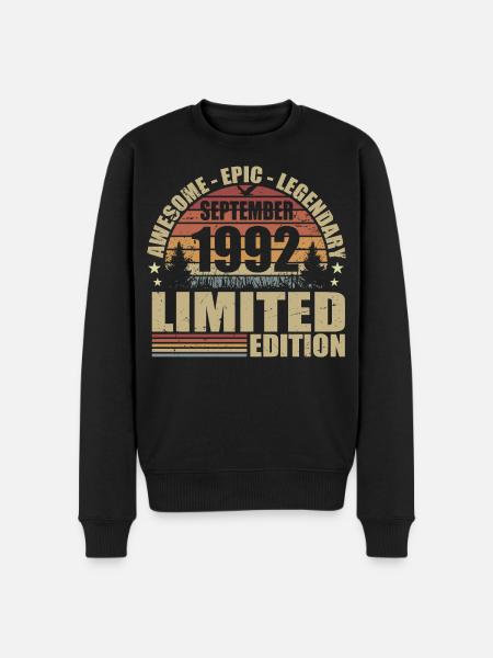 1992 septembre 1992 Anniversaire septembre 1992 - Pull Premium bio Homme - noir