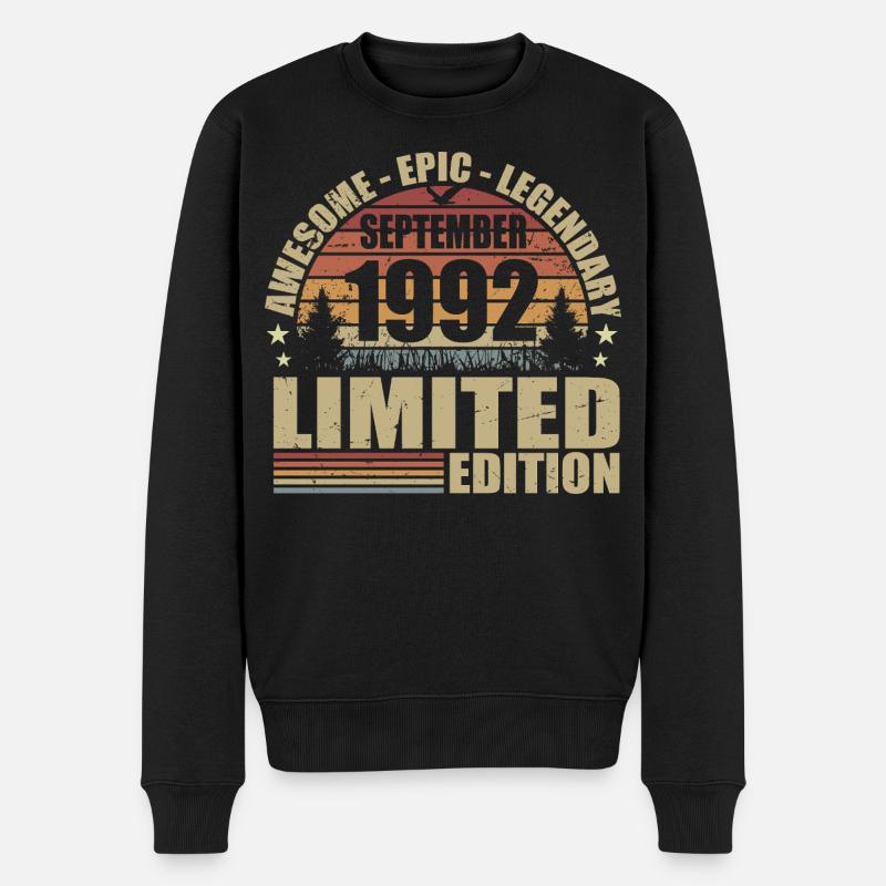 1992 septembre 1992 Anniversaire septembre 1992 - Pull Premium bio Homme - noir