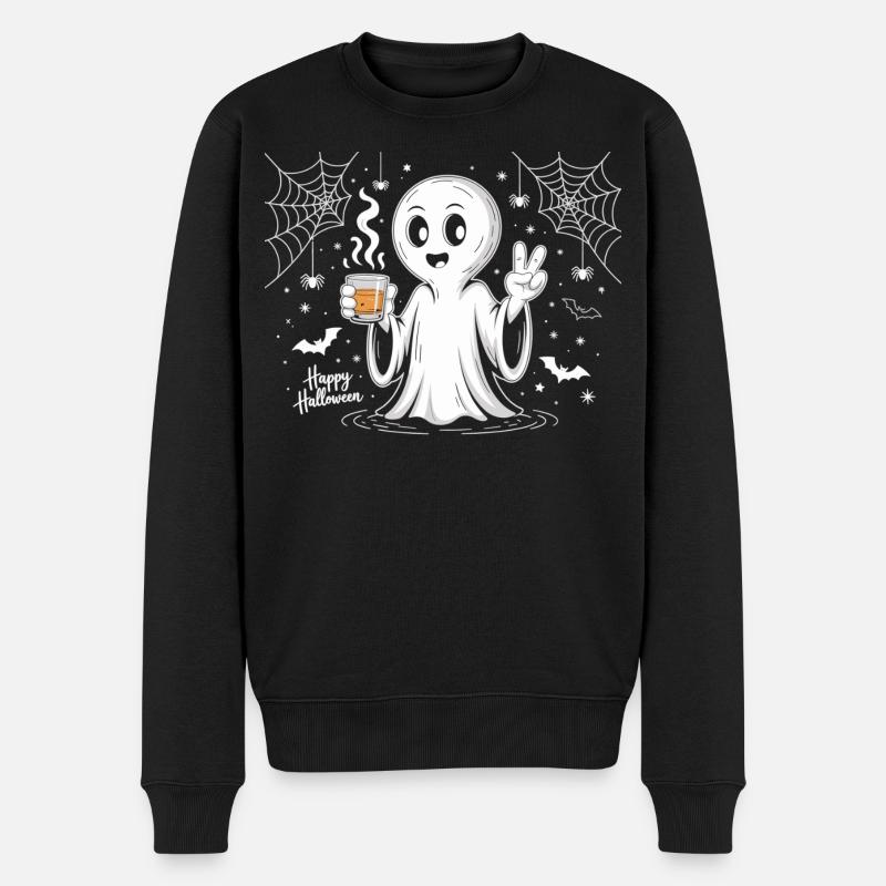 Schauriger Geist mit Halloween-Logo - Männer Premium Bio Pullover - Schwarz