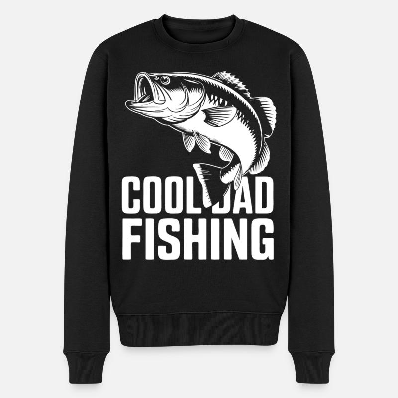 Cool Dad Fishing  - Männer Premium Bio Pullover - Schwarz
