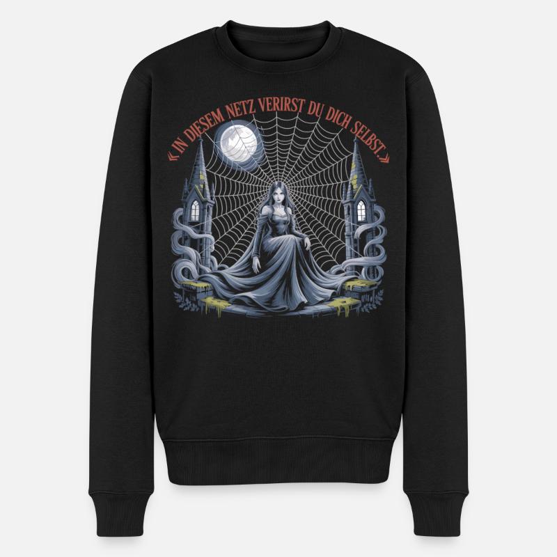 Gothic Spinnennetz Frau Shirt - Männer Premium Bio Pullover - Schwarz