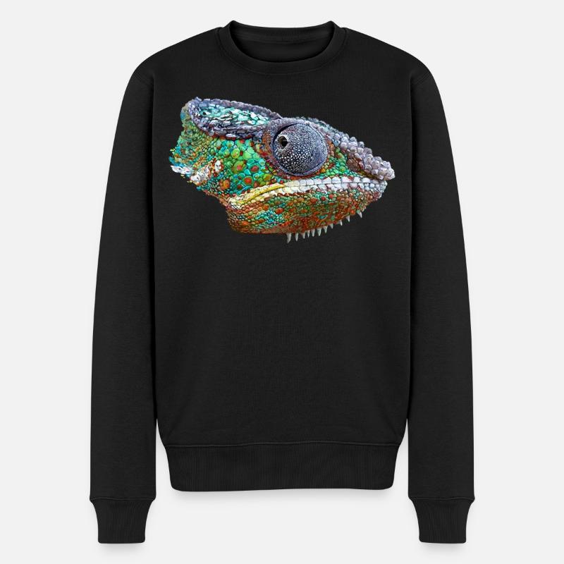Bunte Chamäleon Illustration - Männer Premium Bio Pullover - Schwarz