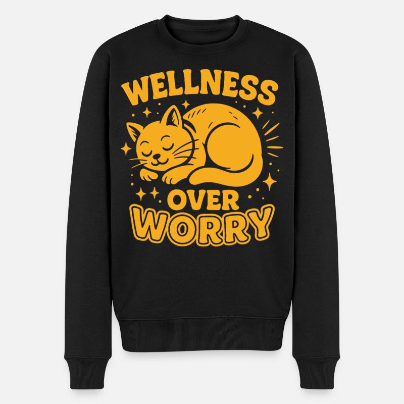 Wellness Over Worry Achtsamkeits-affirmation - Männer Premium Bio Pullover - Schwarz