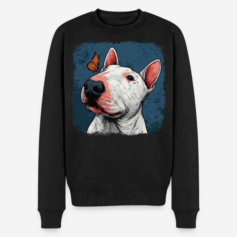 Joyeux bull terrier avec papillon - Pull Premium bio Homme - noir