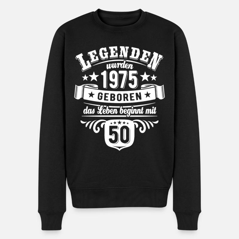 Legenden wurden 1975 geboren - 50. Geburtstag - Männer Premium Bio Pullover - Schwarz