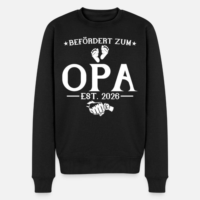 Befördert zum Opa est. 2026 - Männer Premium Bio Pullover - Schwarz