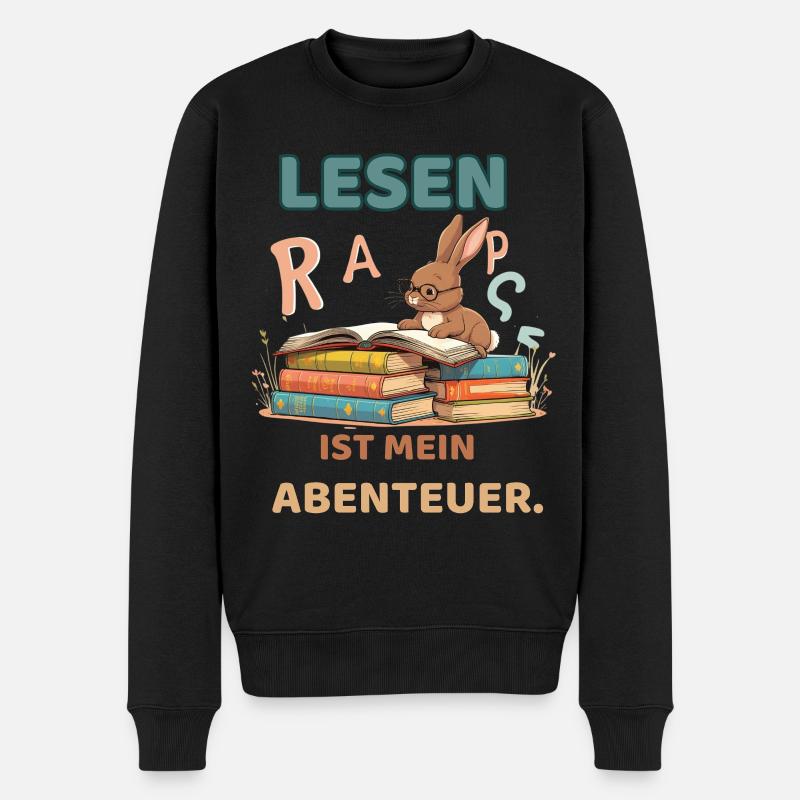 Aventure de lecture avec des lapins - Pull Premium bio Homme - noir