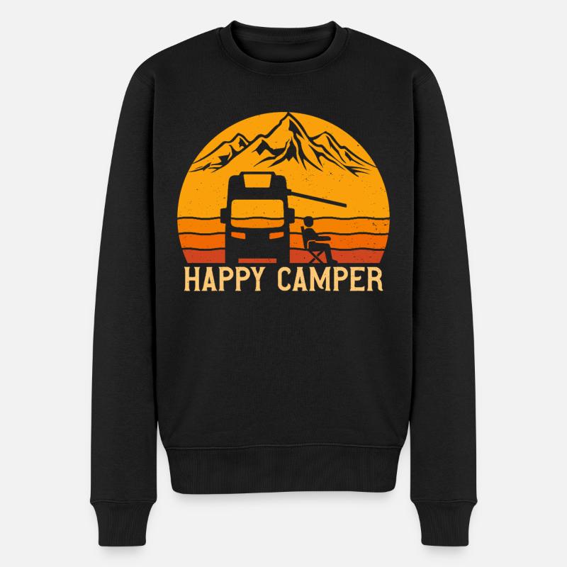 Happy Camper Camper Camping - Männer Premium Bio Pullover - Schwarz