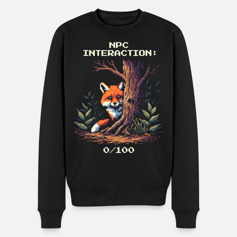 NPC-Interaktion: 0/100 | Introversion Humor - Männer Premium Bio Pullover - Schwarz