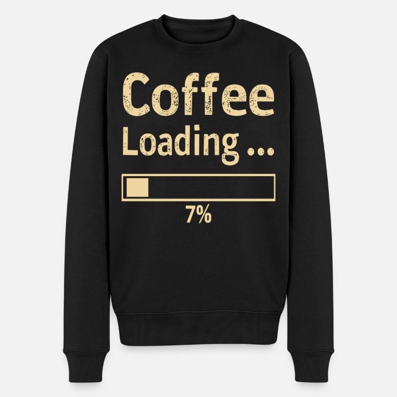 Coffee Loading Spruch Zitat - Männer Premium Bio Pullover - Schwarz