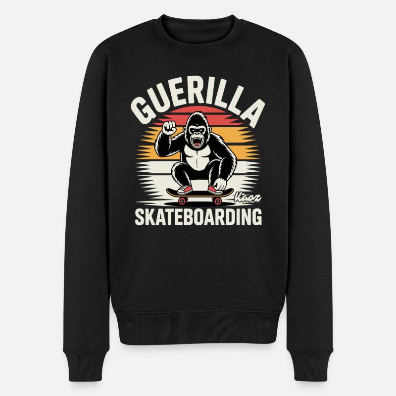 Gorille Skateboarding Motif Design - Pull Premium bio Homme - noir