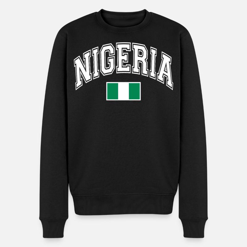 Nigeria Flagge - Männer Premium Bio Pullover - Schwarz