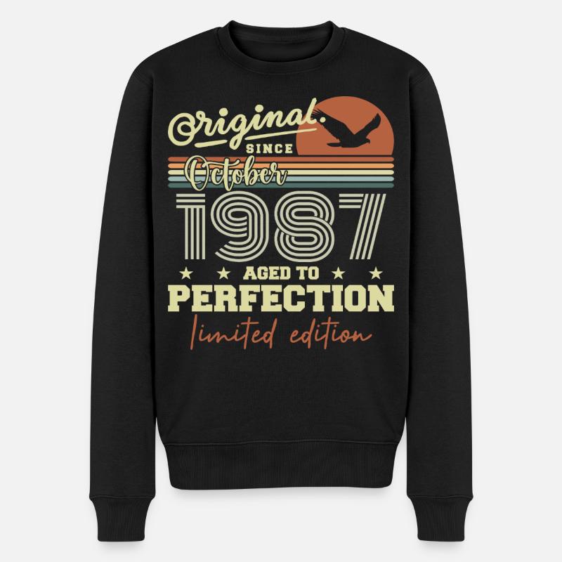 1987 Octobre 1987 anniversaire octobre 1987 - Pull Premium bio Homme - noir