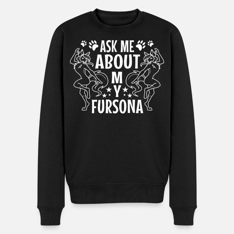 Ask me about my Fursona - Männer Premium Bio Pullover - Schwarz